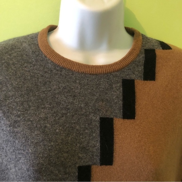 VINTAGE Aquascutum Colour Block Knit Wool Crew Neck Sweater - Picture 2 of 8
